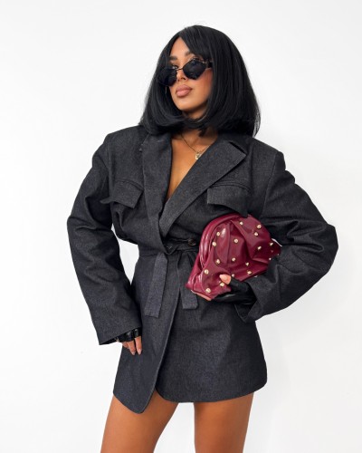 Trencz materiałowy La Milla ciemny jeans