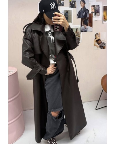 Płaszcz skórzany La Milla czekoladowy