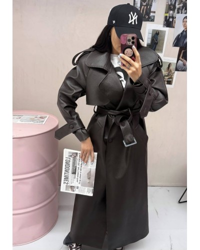 Płaszcz skórzany La Milla czekoladowy