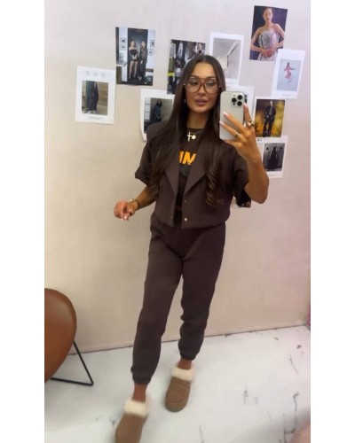 Komplet dresowy z kamizelką La Milla czekoladowy