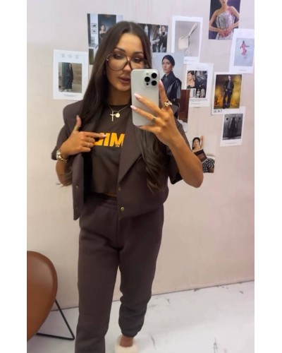 Komplet dresowy z kamizelką La Milla czekoladowy