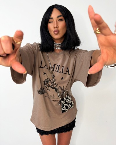 T-shirt kowbojka La Milla beżowy
