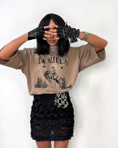 T-shirt kowbojka La Milla beżowy