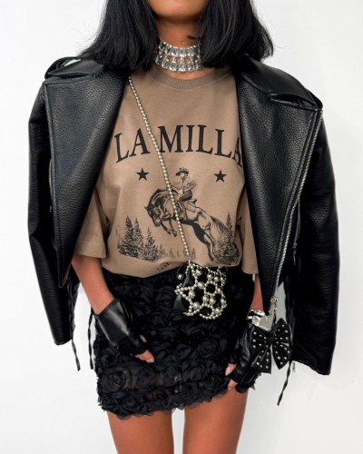 T-shirt kowbojka La Milla beżowy