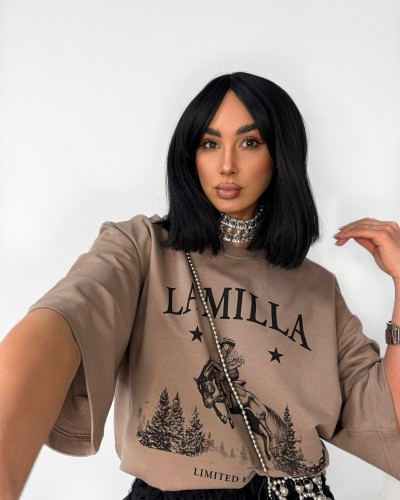 T-shirt kowbojka La Milla beżowy