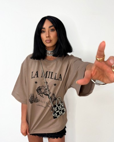T-shirt kowbojka La Milla beżowy