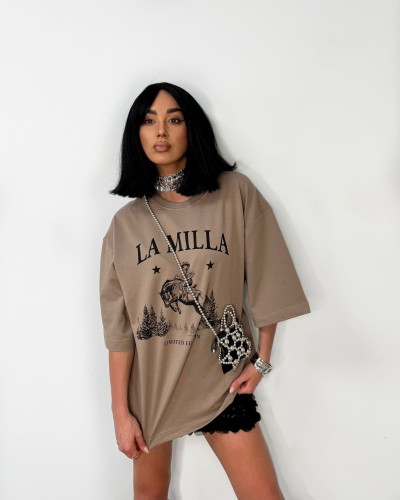 T-shirt kowbojka La Milla beżowy