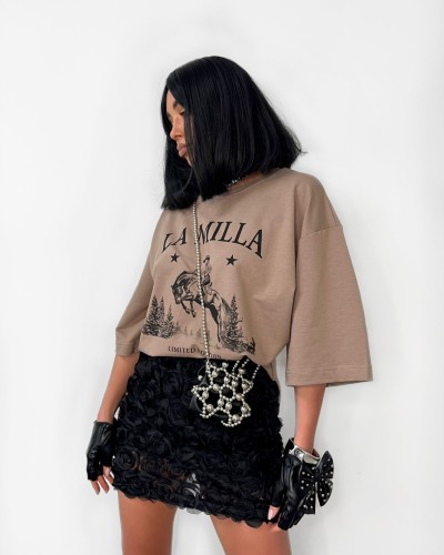 T-shirt kowbojka La Milla beżowy