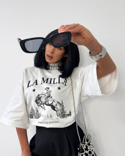 T-shirt kowbojka La Milla biały