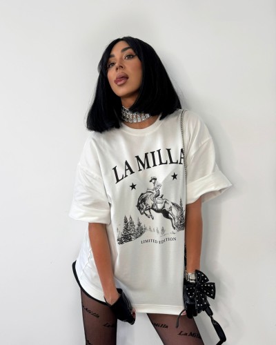 T-shirt kowbojka La Milla biały