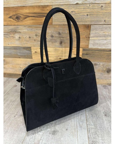 Torebka kufer ze skóry zamszowej By o la la...! czarna