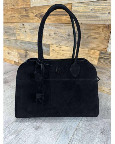 Torebka kufer ze skóry zamszowej By o la la...! czarna