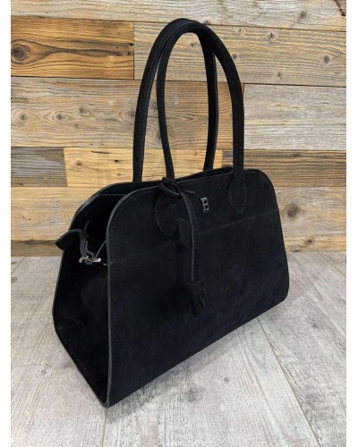 Torebka kufer ze skóry zamszowej By o la la...! czarna