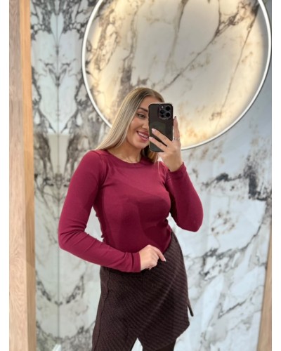 Basic prążkowany z długim rękawem By o la la...! merlot