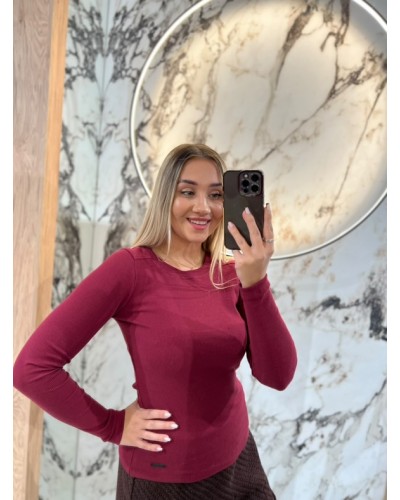 Basic prążkowany z długim rękawem By o la la...! merlot