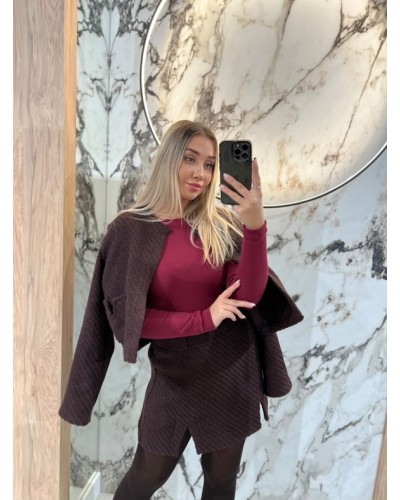 Basic prążkowany z długim rękawem By o la la...! merlot