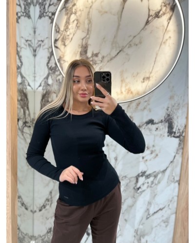 Basic prążkowany z długim rękawem By o la la...! czarny