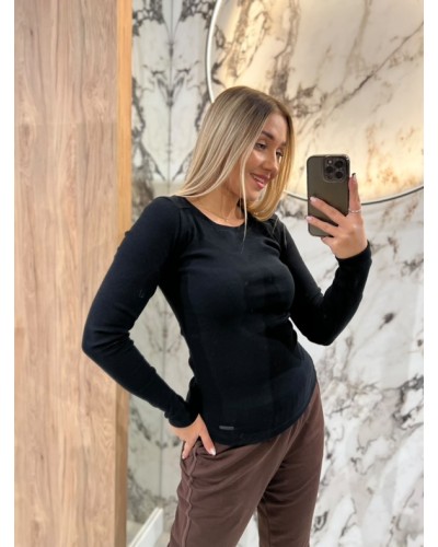 Basic prążkowany z długim rękawem By o la la...! czarny