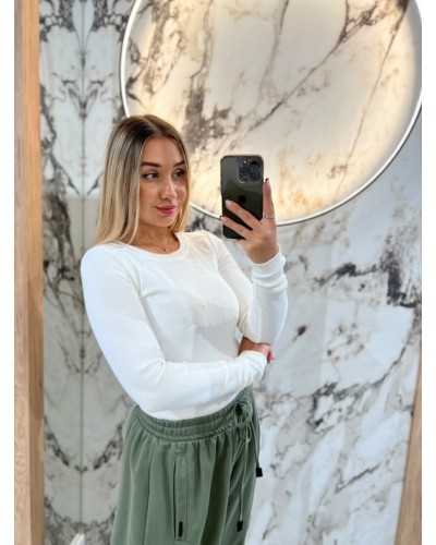 Basic prążkowany z długim rękawem By o la la...! śmietankowy