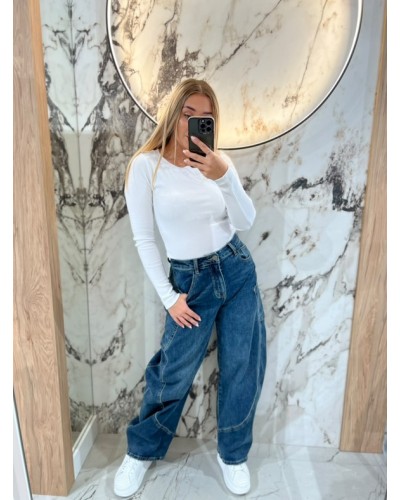 Basic prążkowany z długim rękawem By o la la...! biały