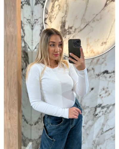 Basic prążkowany z długim rękawem By o la la...! biały