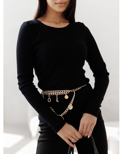 Basic prążkowany z długim rękawem By o la la...! czarny