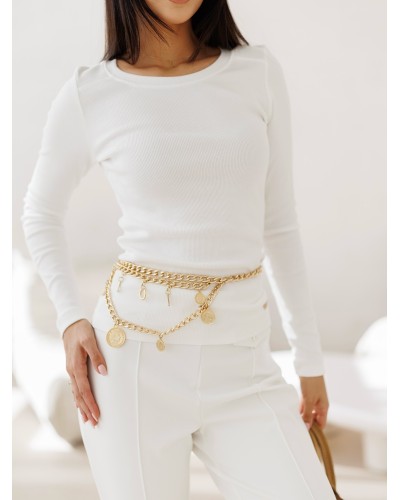 Basic prążkowany z długim rękawem By o la la...! śmietankowy