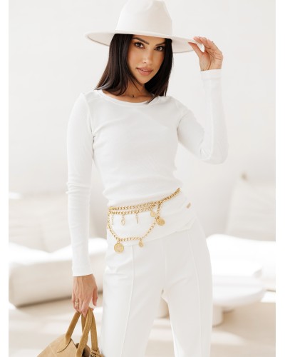 Basic prążkowany z długim rękawem By o la la...! śmietankowy