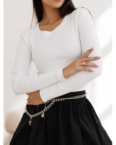 Basic prążkowany z długim rękawem By o la la...! biały