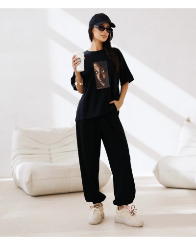 T-shirt twarz By o la la...! czarny