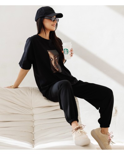 T-shirt twarz By o la la...! czarny