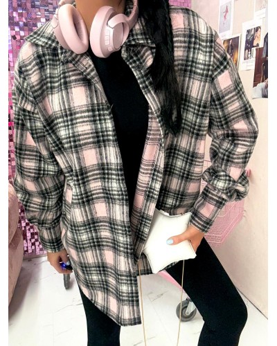 Koszula flanelowa w kratę La Milla różowo-czarna