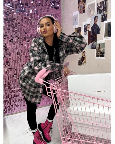 Koszula flanelowa w kratę La Milla różowo-czarna