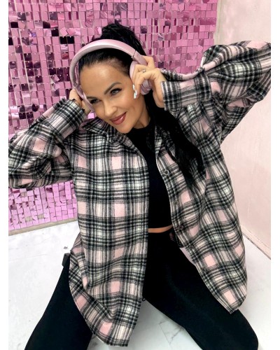 Koszula flanelowa w kratę La Milla różowo-czarna