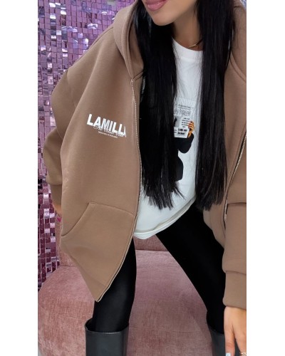 Bluza rozpinana z kapturem La Milla beżowa