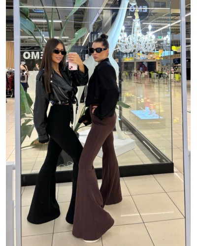 Spodnie materiałowe dzwony EMO czekoladowe