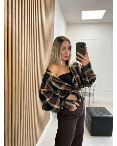 Koszula flanelowa w kratę La Milla czekoladowa