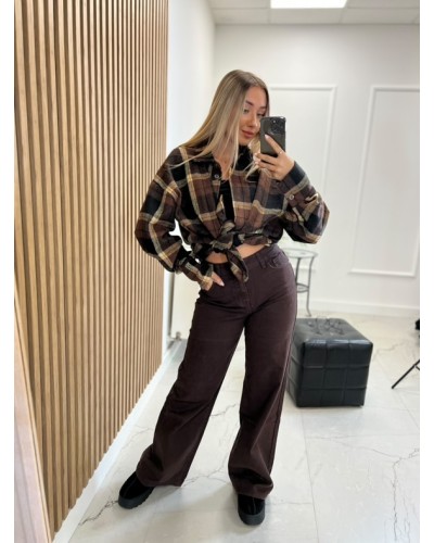 Koszula flanelowa w kratę La Milla czekoladowa