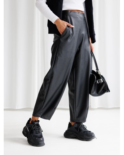 Spodnie banany z ekoskóry By o la la...! czarne