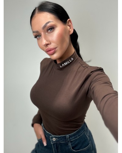 Golf body z logo La Milla czekoladowy