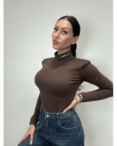 Golf body z logo La Milla czekoladowy