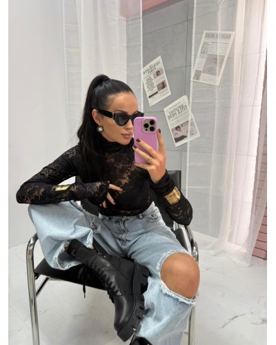 Koronkowy golf La Milla czarny