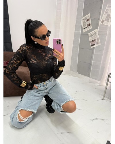 Koronkowy golf La Milla czarny