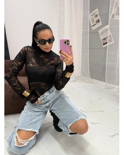 Koronkowy golf La Milla czarny