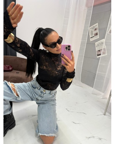 Koronkowy golf La Milla czarny