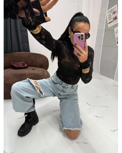 Koronkowy golf La Milla czarny