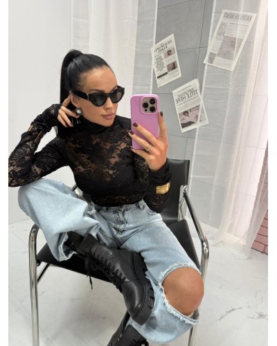 Koronkowy golf La Milla czarny