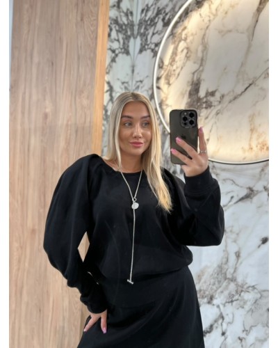 Bluza z bufiastymi ramionami By o la la...! czarna