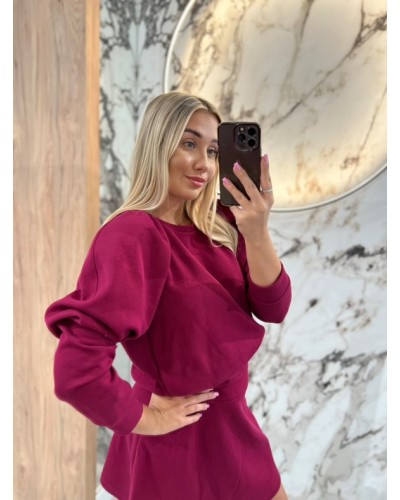 Bluza z bufiastymi ramionami By o la la...! merlot