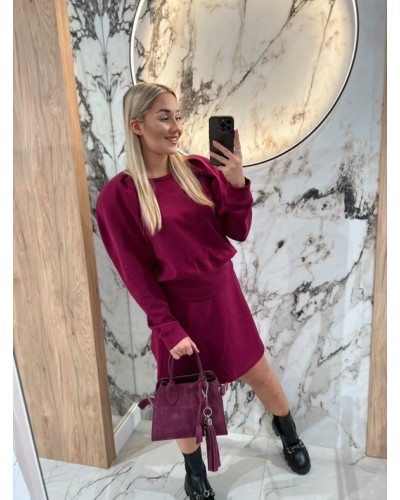 Bluza z bufiastymi ramionami By o la la...! merlot